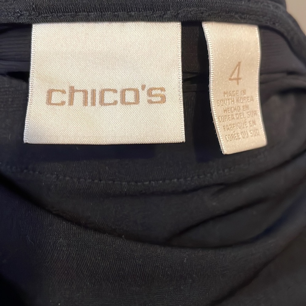 Chico’s asymmetrical black and white short sleeve blouse - Picture 5 of 6